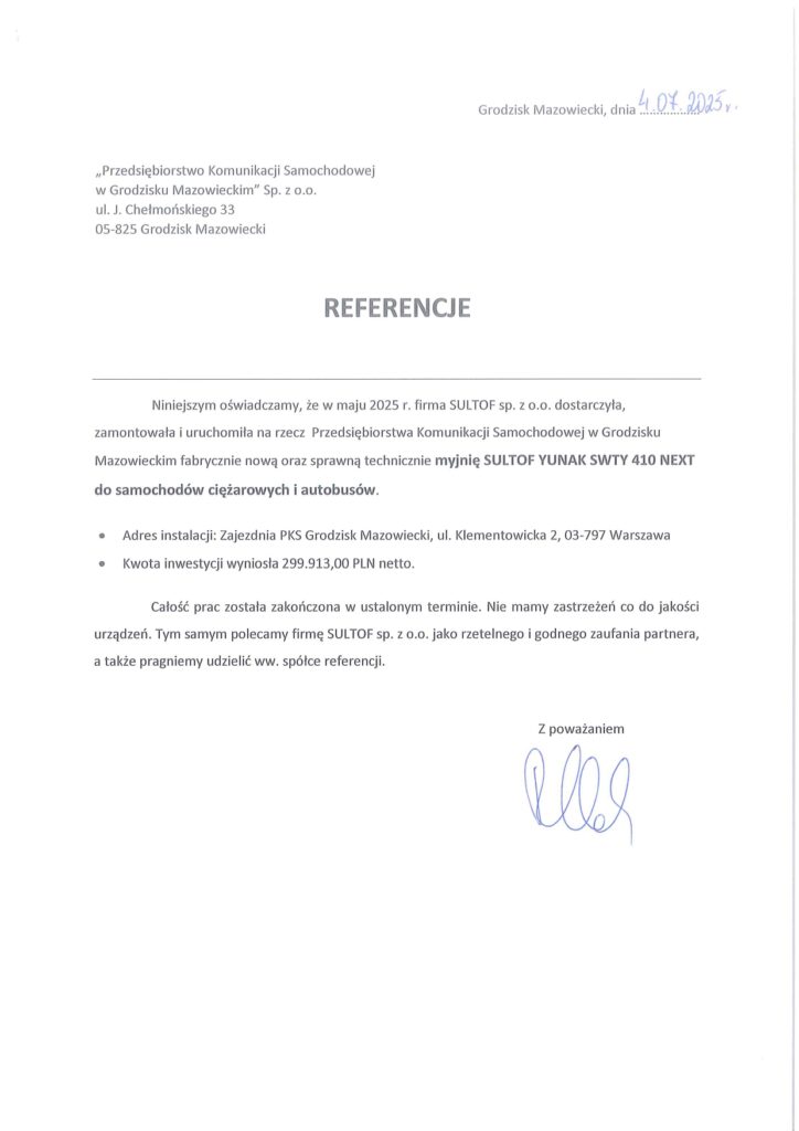 Referencje YUNAK 2025 PKS Grodzisk Mazowiecki page 0001